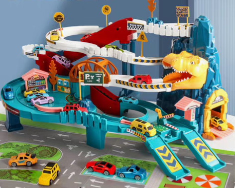 恐龙盘山公路轨道车小火车闯关玩具车汽车大楼...