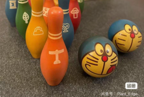 哆啦a梦保龄球套装 稀有品木盒 罕见适合收...