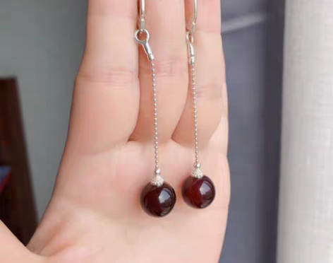 包邮血珀耳环 血珀球球 血珀圆珠耳环 耳线...