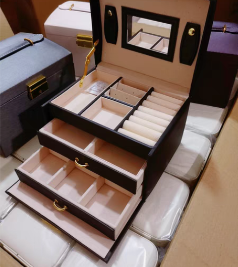 包邮全新外贸余单手提首饰盒珠宝箱项链耳环戒...