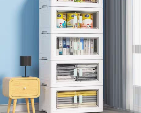 包邮【全新包邮】免安装透明双开门折叠箱收纳...