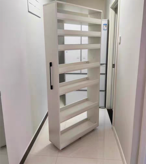 包邮推拉带轮窄柜隐形书柜储物缝隙抽屉厨房夹...