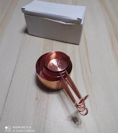 包邮1套32元 玫瑰金镀铜不锈钢量勺4件套...