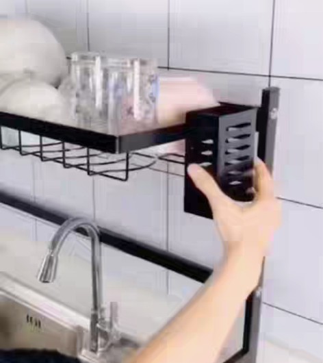 不锈钢厨房置物架水槽黑色沥水组合架， 不锈...