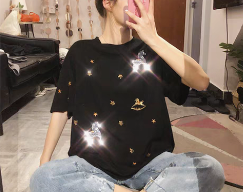 转卖2019夏季新款韩版亮闪闪可爱卡通图案...