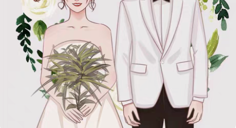 婚礼logo手绘结婚请柬插画Q版头像定制卡...