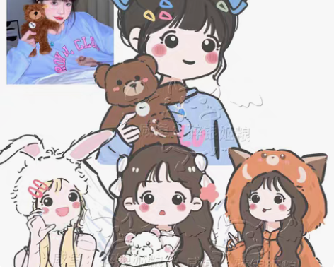 包邮【标价~当天出图~】q版手绘头像定制真...