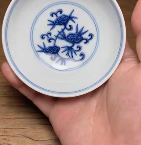 包邮供春珍玩明风格青花缠枝灵芝精品碗型杯 ...