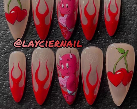 包邮layciernail私人订制手绘辣妹...