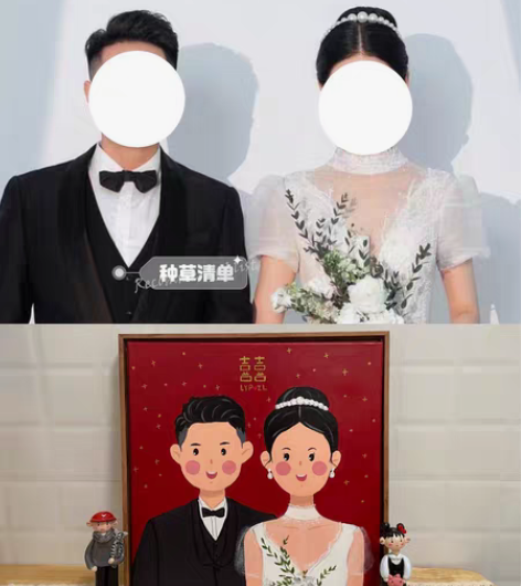 包邮婚纱照丙烯画 一 个为小姐姐送给闺蜜的...