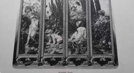 包邮1888年木刻版画《巴洛克屏风画：嬉戏...