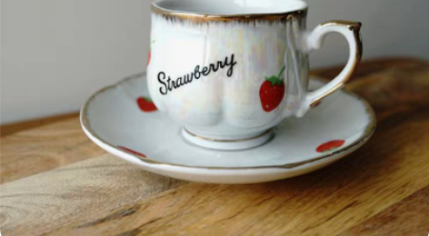 贝壳釉小草莓咖啡杯 尺寸：杯子口径7cm/...