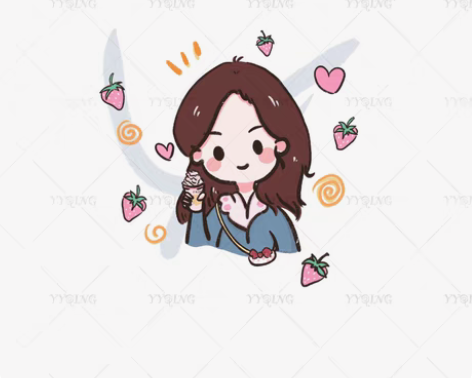 包邮Q版手绘可爱蜡笔风简笔画情侣单人合照人...