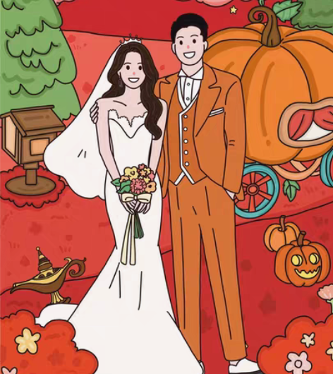 包邮婚纱照转手绘  婚礼请柬 如果您需要 ...