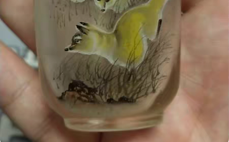 包邮内画琉璃鼻烟壶八十年代琉璃双面内画鼻烟...