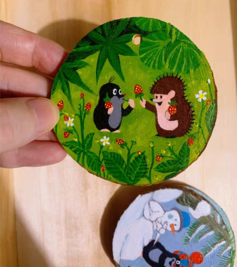 包邮捷克动画片/鼹鼠的故事/手绘木片摆件 ...