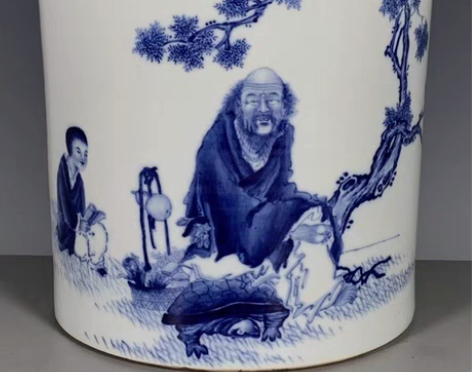 包邮民国竹山八友王步人物故事笔筒,包老保真...