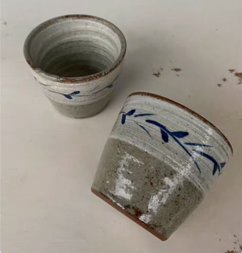 日本手绘粗陶手握茶杯主人杯 尺寸：7.8*...
