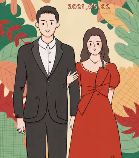 包邮定制手绘婚礼插画 可做展架 请柬 卡片...