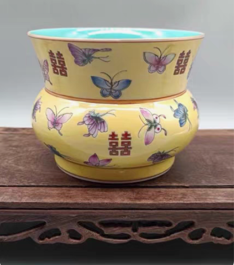 包邮景德镇老厂货瓷器，重工粉彩手绘珐琅彩帝...