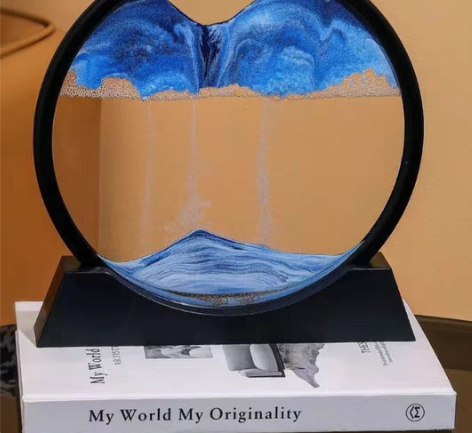 包邮海蓝色圆形大号流沙画摆件生日礼物液体解...