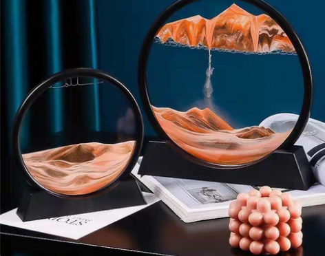 轻奢3D流沙画摆件解压沙漏桌面装饰品摆件男...