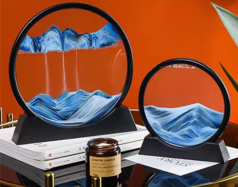 包邮创意沙漏摆件液体解压流沙画办公室桌面客...
