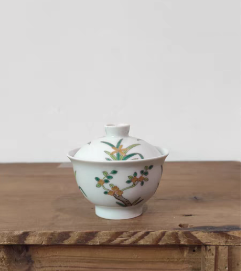 景德镇粉彩小盖碗功夫小茶具 陶瓷70毫升小...