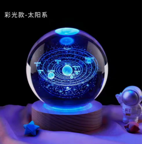 宇宙系发光水晶球小夜灯高级感摆件送老公男朋...