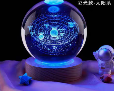 包邮宇宙系发光水晶球小夜灯高级感摆件送老公...