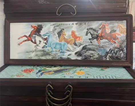 包邮【景德镇发货】中式景德镇国风木框青花瓷...