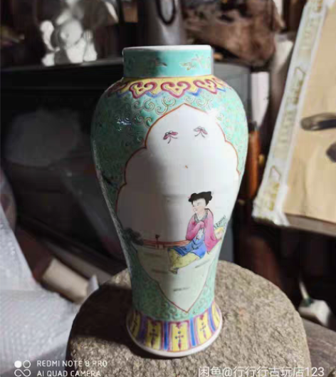 包邮五彩，50-59年，釉下彩，人物，瓶，...