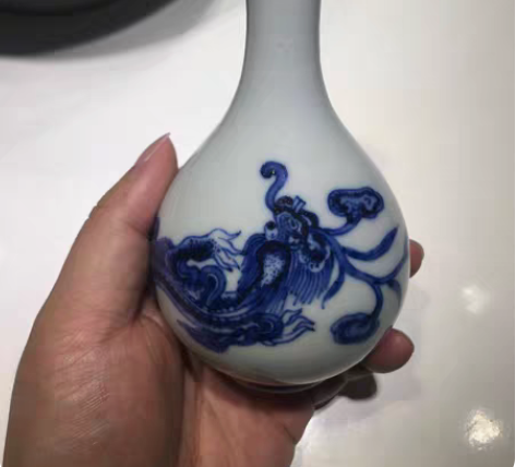 包邮晚清民国 青花鱼化龙胆瓶 全品，高12...