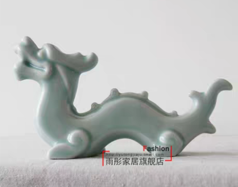 转卖陶瓷龙摆件影青色手工笔架镇纸压画客厅书...