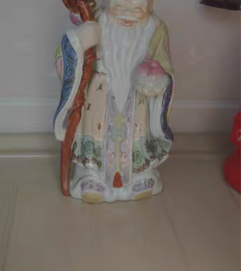包邮瓷器寿星塑像包邮 旧藏寿星瓷像，有瑕疵...