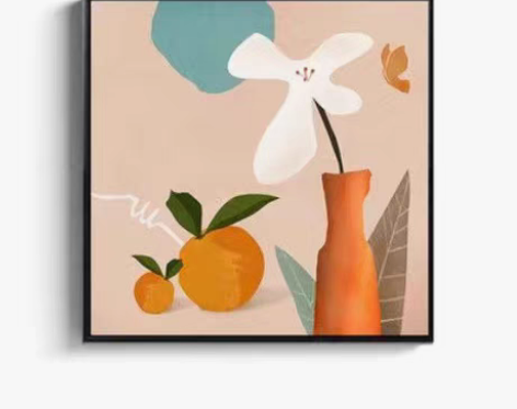 包邮午后蜜橘 北欧餐厅装饰画现代简约正方形...