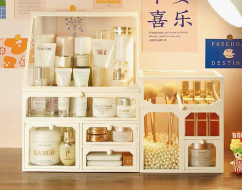 转卖网红化妆品收纳盒防尘大容量亚克力桌面口...