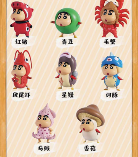 包邮蜡笔小新盲盒食材环游世界全套正版公仔手...
