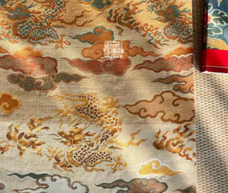 包邮缀织欣赏【祥云五爪龙纹】八达晕纹中国传...