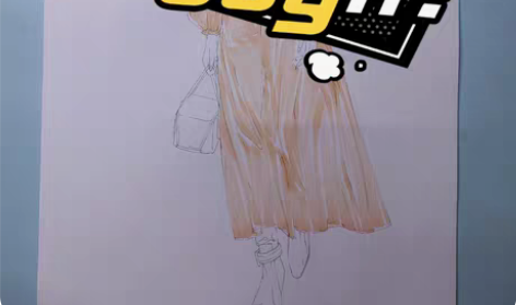 接服装设计线稿，效果图，纯手绘。 工具马克...