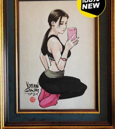 包邮雨田三石手绘速写原稿 装饰画 A4尺寸...