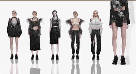服装系列效果图，线稿 单人物 总共有十个，...