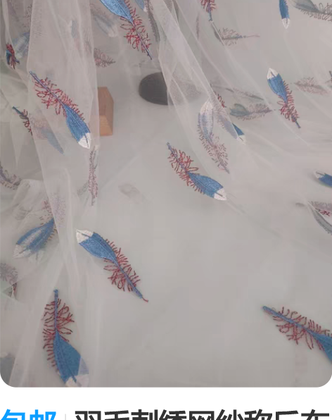 包邮羽毛刺绣网纱称斤布料蓬蓬裙半身裙服装设...