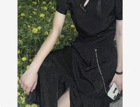 包邮財哥不熬夜黑色旗袍改良女新中式连衣裙两...