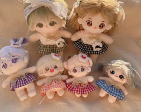 包邮正常体/胖胖体/海星体10/15cm娃衣棉花娃娃彩虹格子...