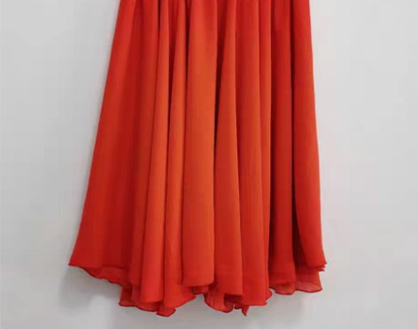 包邮红色雪纺大摆裙半身裙女两面穿松紧腰红色...