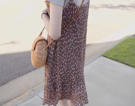 转卖【maosa】 红豆奶茶色浪漫温柔碎花...