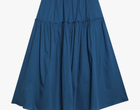 转卖孔雀蓝半身裙夏季遮胯高腰显瘦文艺复古百...