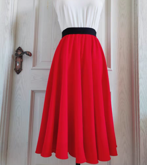 包邮360度双层雪纺大摆裙中长款高腰半身裙...