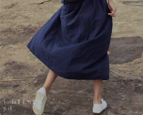 转卖春夏新款森女亚麻纯色半身裙文艺范小清新...